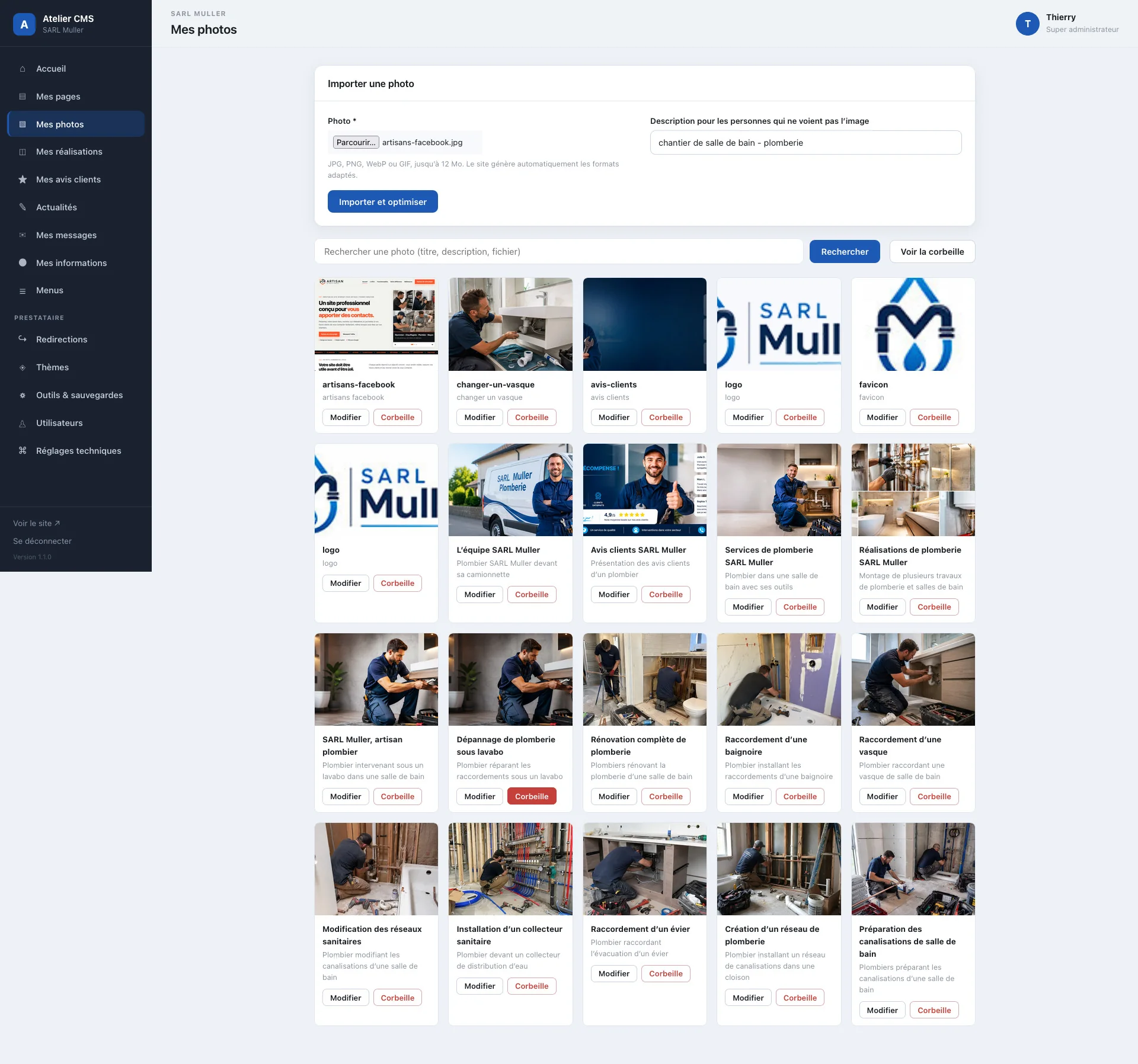 Médiathèque avec les photos du site