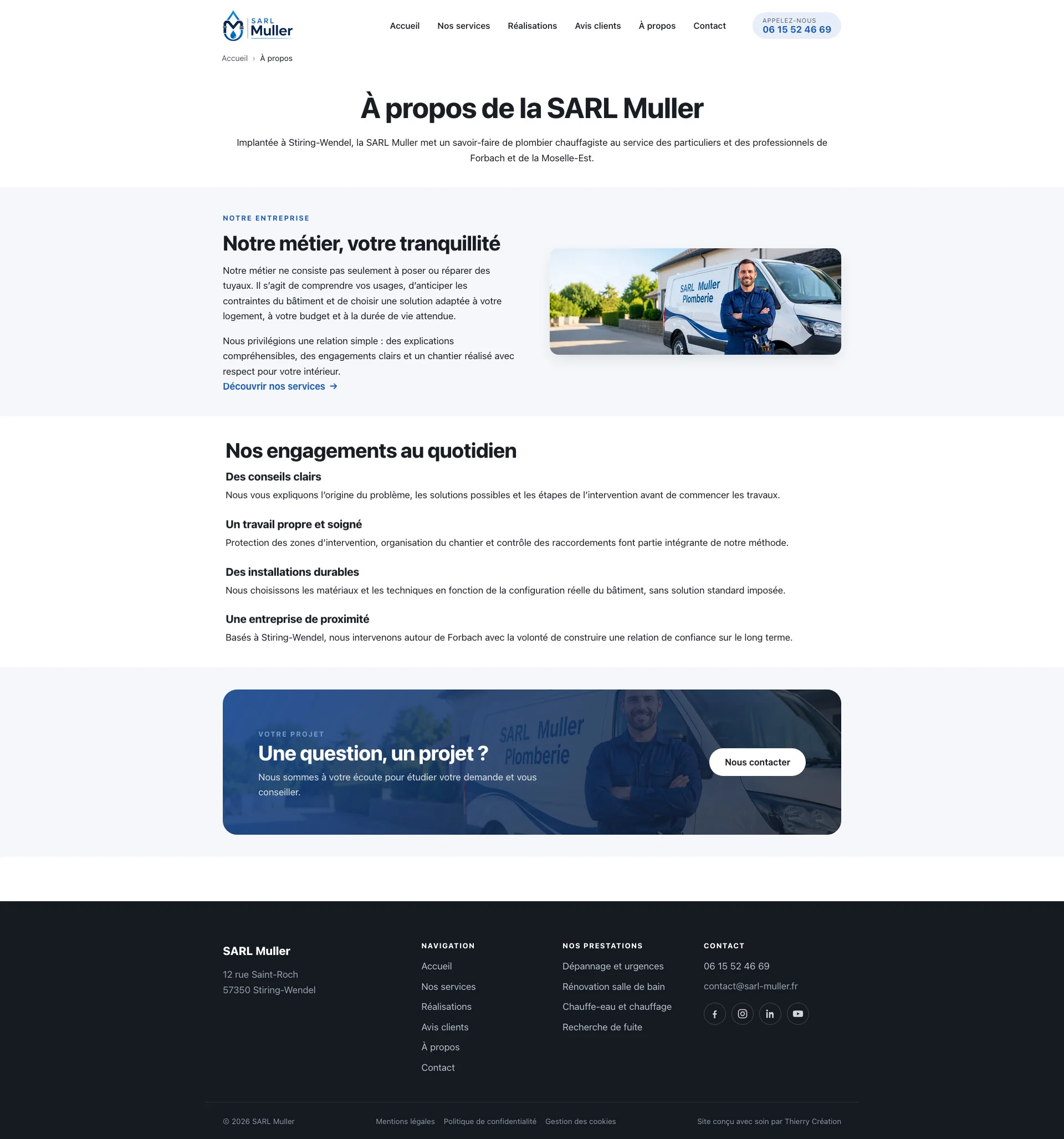 Page À propos d'une entreprise artisanale